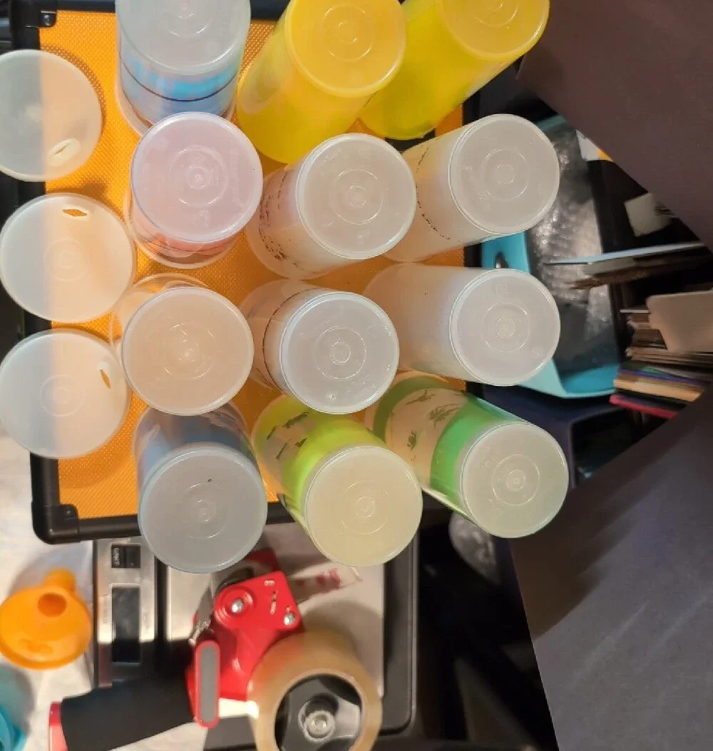 Vintage Tupperware Cups And Lids Bundle Lot Multi Color